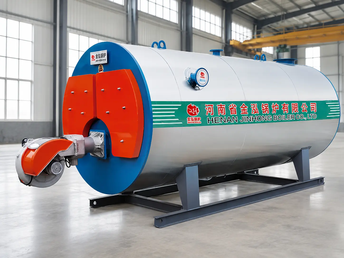 JINHONG CWNS horizontal gas or oil fired atmospheric hot water boiler in a clean industrial workshop