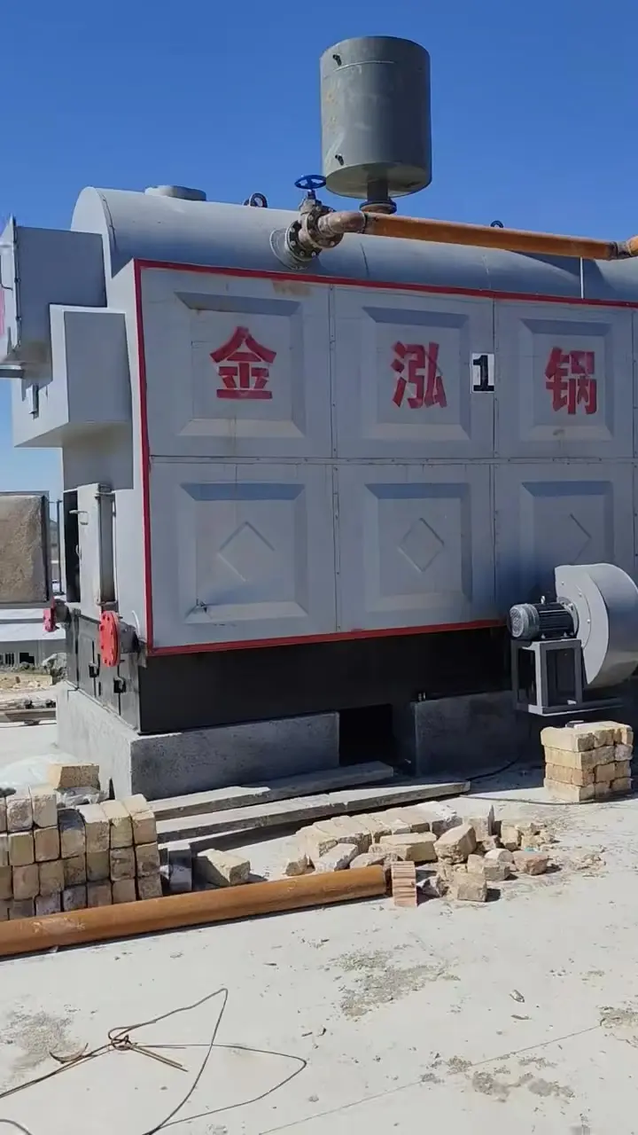 Front view of JINHONG manual-fed biomass steam boiler in Uzbekistan