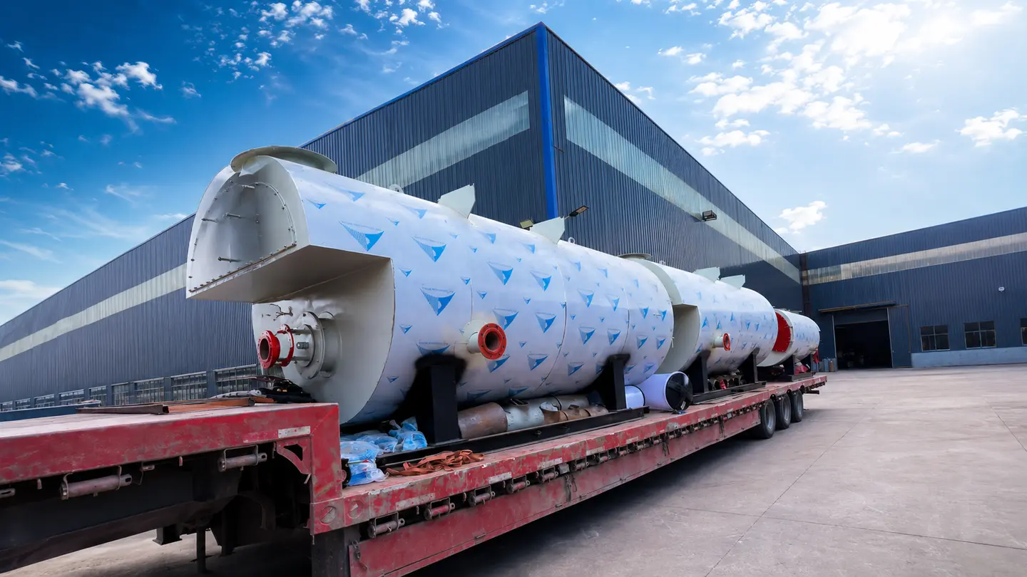 Packaged gas and oil steam boiler units prepared for batch delivery