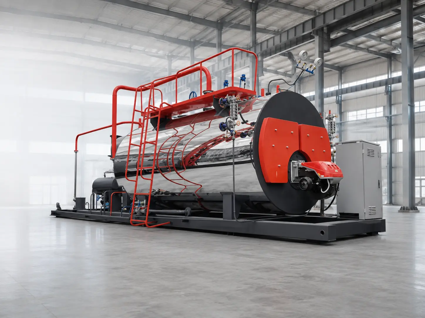 Packaged industrial steam boiler for pressure selection