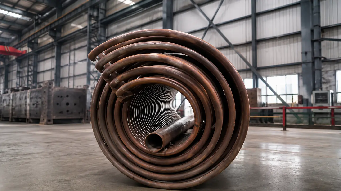 Concentric helical steel coil heating surface manufactured for a JINHONG thermal oil heater