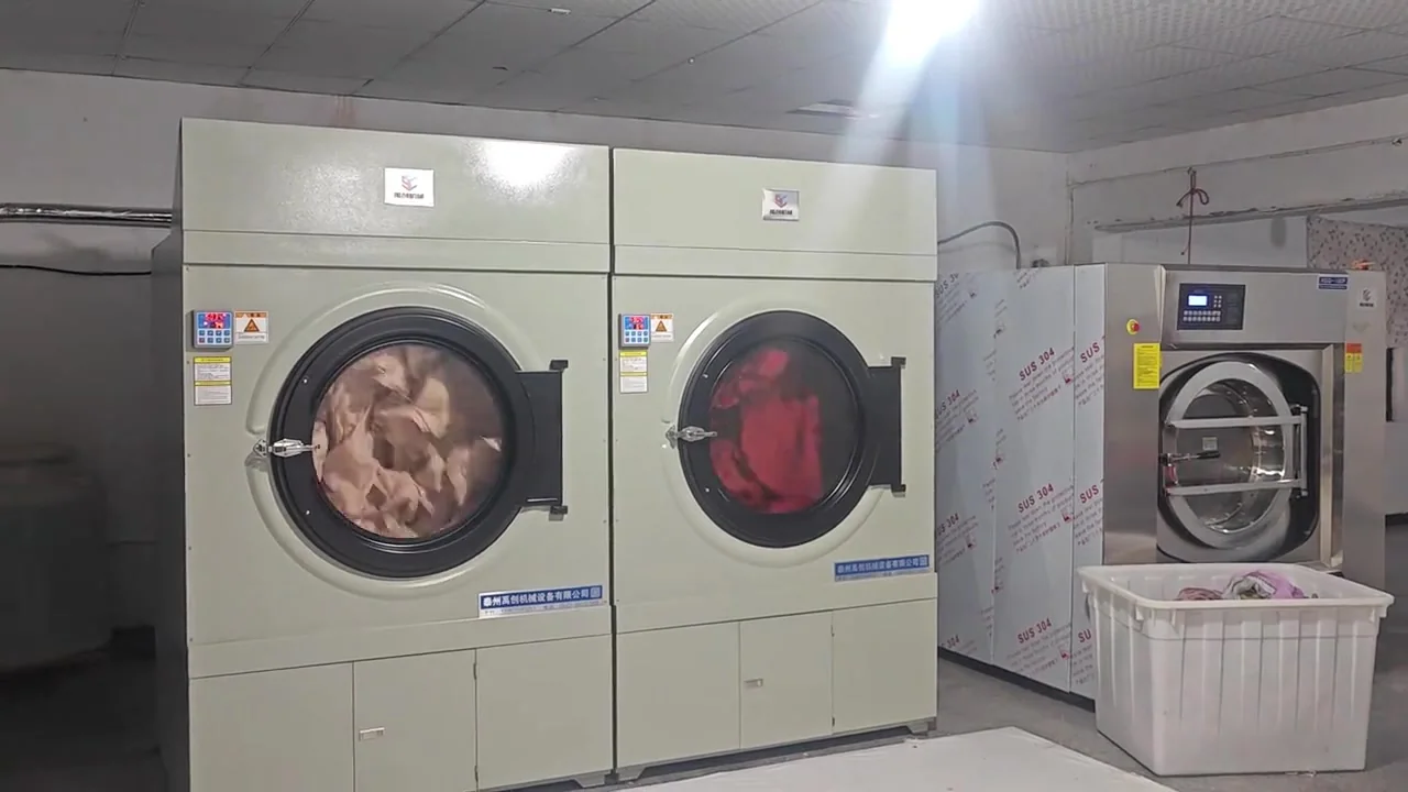 Two customer-owned industrial tumble dryers in the Malaysia laundry project